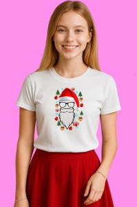 Tricou Mesaj Haois Mos Craciun Tricou Alb, din bumbac 100% Copii | Dama | Barbat - Img 3