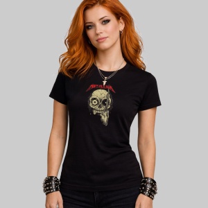 Tricou Metallica Craniu Vintage, din bumbac 100%, tricou negru, Dama | Barbat - Img 2
