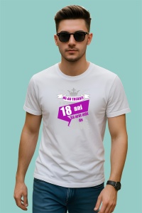 Tricou Mi Au Trebuit 18 Ani Bine Mov, din bumbac 100%, tricou alb, Dama | Barbat - Img 2