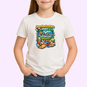 Tricou Mic Dejun Sanatos Ilustratie Mancare V1, din bumbac 100% , tricou alb pentru Copii | Dama | Barbat - Img 2