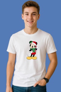 Tricou Mickey Cu Fular Verde Si Caciula, din bumbac 100% Copii | Dama | Barbat - Img 2