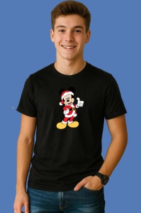 Tricou Mickey Mos Craciun Vesel, din bumbac 100% Copii | Dama | Barbat - Img 2