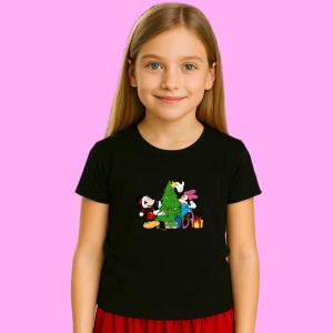 Tricou Mickey Si Minnie Impodobesc Bradul De Craciun, din bumbac 100% Copii | Dama | Barbat - Img 2