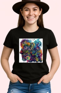 Tricou Microscop artistic cu forme si linii psihedelice Copii | Dama | Barbat, culoare negru - Img 3