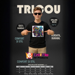 Tricou Microscop artistic cu forme si linii psihedelice Copii | Dama | Barbat, culoare negru - Img 7