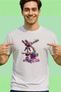 Tricou Microscop artistic in stil graffiti fundal albastru Copii | Dama | Barbat - Img 2