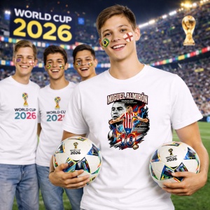 Tricou Miguel Almiron Paraguay World Cup Fifa 2026, din bumbac 100%, tricou alb, Copii | Dama | Barbat - Img 7