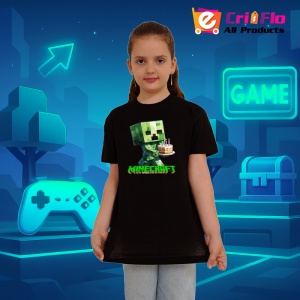 Tricou Minecraft Creeper Cu Tort Tricou Negru Copii | Dama | Barbat - Img 3