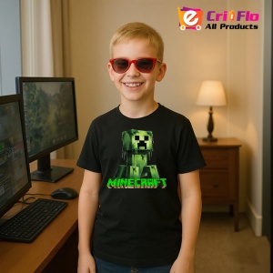 Tricou Minecraft Creeper Mlastina Tricou Negru Copii | Dama | Barbat - Img 8