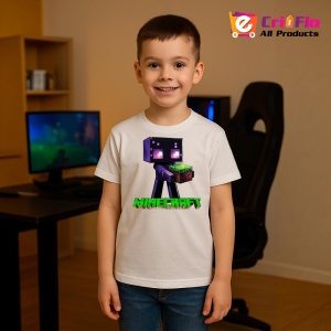 Tricou Minecraft Enderman Umbra Tricou Alb Copii | Dama | Barbat - Img 8
