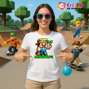 Tricou Minecraft Fermier Zambitor Tricou Alb Copii | Dama | Barbat - Img 3