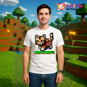 Tricou Minecraft Pisica Salbatica Tricou Alb Copii | Dama | Barbat