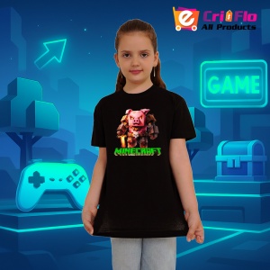 Tricou Minecraft Porcul De Foc Tricou Negru Copii | Dama | Barbat - Img 3