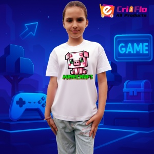 Tricou Minecraft Purcelusa Roz Tricou Alb Copii | Dama | Barbat - Img 2