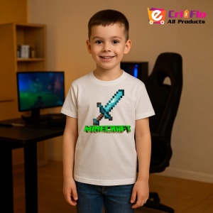 Tricou Minecraft Sabia Diamant Tricou Alb Copii | Dama | Barbat - Img 8