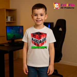 Tricou Minecraft TNT Alert Tricou Alb Copii | Dama | Barbat - Img 8