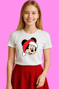 Tricou Minnie Chip Mos Craciun, din bumbac 100%, tricou alb, Copii | Dama | Barbat - Img 3