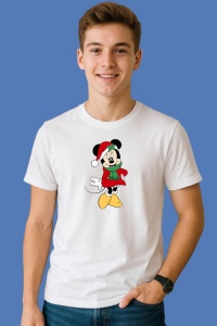 Tricou Minnie Fular Verde Craciun, din bumbac 100%, tricou alb, Copii | Dama | Barbat - Img 3