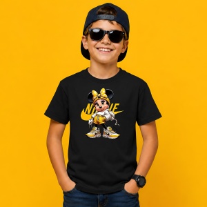 Tricou Minnie Mouse Hypebeast Tenisi Galbeni Urban Street Fashion, din bumbac 100%, tricou negru, Copii | Dama | Barbat - Img 3