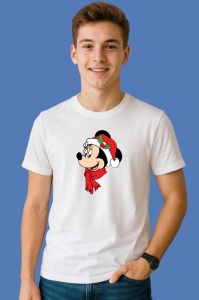 Tricou Minnie Profil Cu Caciula Mosului, din bumbac 100% Copii | Dama | Barbat
