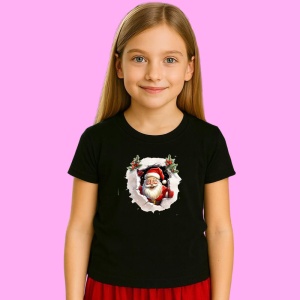 Tricou Mos Craciun Cu Fundal Alb Si Clopotel Craciun, din bumbac 100% Copii | Dama | Barbat - Img 3