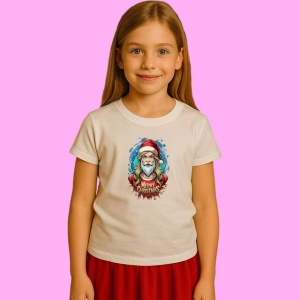 Tricou Mos Craciun Ilustratie Hipster, din bumbac 100%, tricou alb, Copii | Dama | Barbat - Img 2