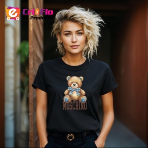 Tricou Moschino Teddy, din bumbac 100%, tricou negru, Dama | Barbat - Img 6