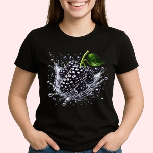 Tricou Mura si stropi intunecati, Fructe, Copii | Dama, culoare negru - Img 2