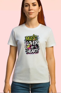 Tricou Music Lover At Heart Litere Stil Graffiti, Copii | Dama | Barbat - Img 4