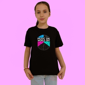 Tricou Music On World Off Harta Glob Muzical, Copii | Dama | Barbat, culoare negru - Img 3