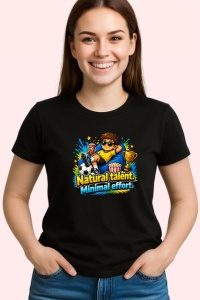 Tricou Natural Talent Minimal Effort Copil Fotbalist, din bumbac 100%, tricou negru Copii | Dama | Barbat - Img 3