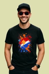 Tricou Netherlands Steag Splash Art, Copii | Dama | Barbat, culoare negru