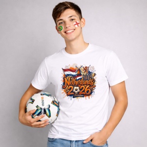 Tricou Netherlands World Cup 2026 Fifa, din bumbac 100%, tricou alb, Copii | Dama | Barbat