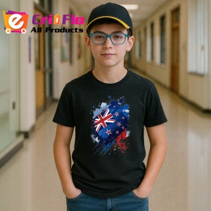 Tricou New Zealand Steag Splash Art, Copii | Dama | Barbat, culoare negru - Img 9