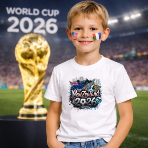 Tricou New Zealand World Cup 2026 Fifa, din bumbac 100%, tricou alb, Copii | Dama | Barbat - Img 5
