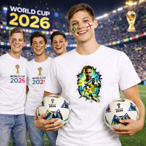Tricou Neymar Brazil World Cup Fifa 2026, din bumbac 100%, tricou alb, Copii | Dama | Barbat - Img 7