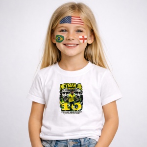 Tricou Neymar Jr Brazil World Cup Fifa 2026, din bumbac 100%, tricou alb, Copii | Dama | Barbat