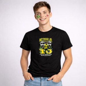Tricou Neymar Jr Brazil World Cup Fifa 2026, din bumbac 100%, tricou negru, Copii | Dama | Barbat - Img 2