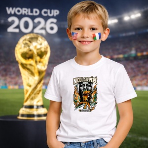 Tricou Nicolas Pepe Ivory Coast World Cup Fifa 2026, din bumbac 100%, tricou alb, Copii | Dama | Barbat - Img 5