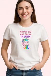 Tricou Nimeni Nu Mai Crede In Mine Unicorn Amuzant, din bumbac 100% , tricou alb pentru Dama | Barbat - Img 2