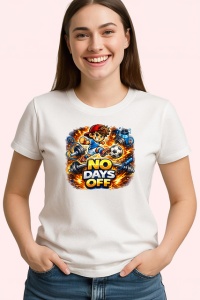 Tricou No Days Off Fotbalist Actiune V2, din bumbac 100% , tricou alb pentru Copii | Dama | Barbat - Img 2