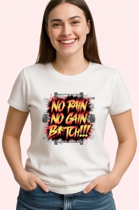 Tricou No Pain No Gain Rosu Agresiv, Copii | Dama | Barbat