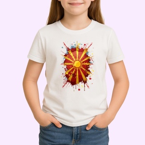 Tricou North Macedonia Steag Splash Art, Copii | Dama | Barbat - Img 3