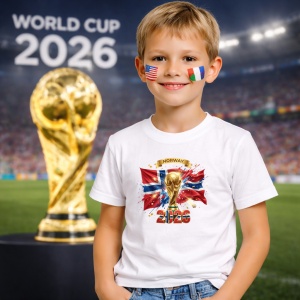 Tricou Norway World Cup 2026 Fifa V2, din bumbac 100%, tricou alb, Copii | Dama | Barbat - Img 5