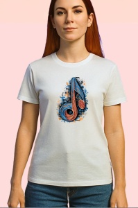 Tricou Nota Muzicala Rasucita Albastru Portocaliu, Copii | Dama | Barbat - Img 4