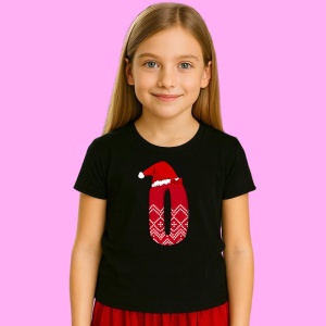 Tricou O Litera Rosie Cu Caciulita Si Inimioare Albe, din bumbac 100% Copii | Dama | Barbat - Img 3