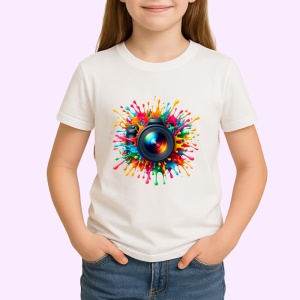 Tricou Obiectiv camera cu efecte splash colorate Copii | Dama | Barbat - Img 4