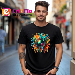 Tricou Obiectiv camera stil graffiti fotografie si arta digitala Copii | Dama | Barbat, culoare negru - Img 6