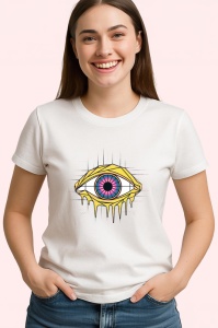 Tricou Ochi Galben Roz Desen Geometric, Copii | Dama | Barbat - Img 4