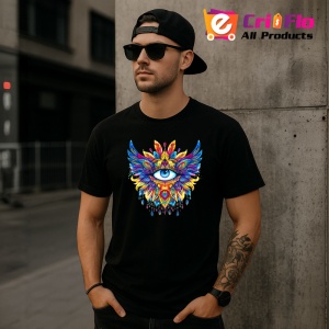 Tricou Ochi mandala aripi inger explozie lumina, Copii | Dama | Barbat , tricou negru - Img 11